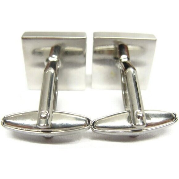 Silver Tone Black Cufflinks Shirt Formal Wedding Accessories Tux Vintage IOB - Picture 16 of 16